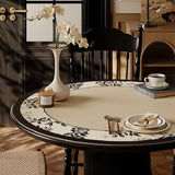 monotone floral round table mat