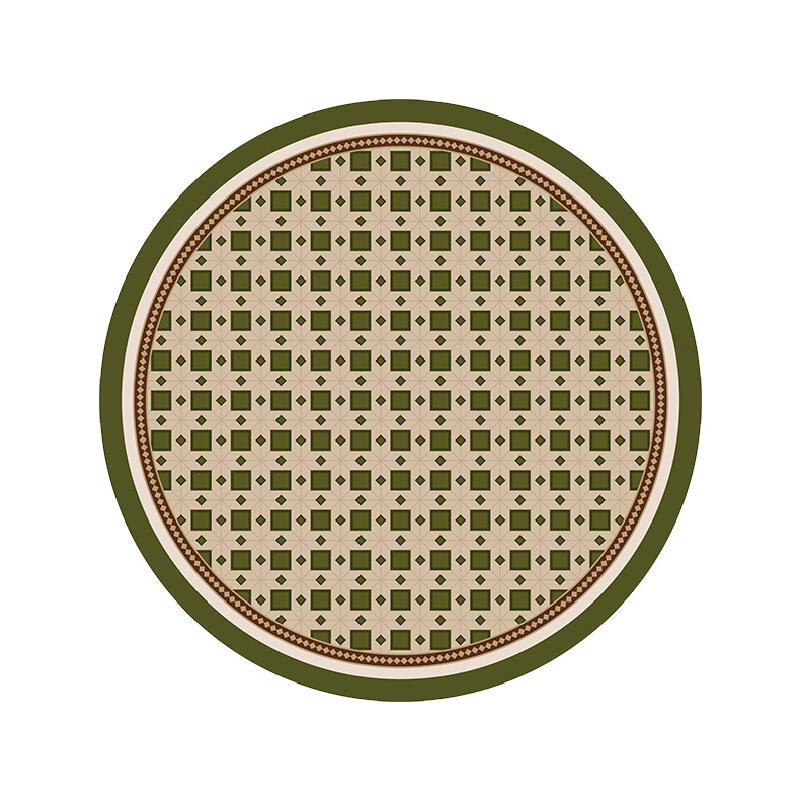 green retro tile round table mat