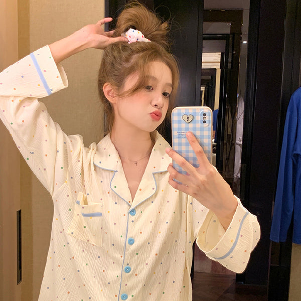 casual blue piping roomwear