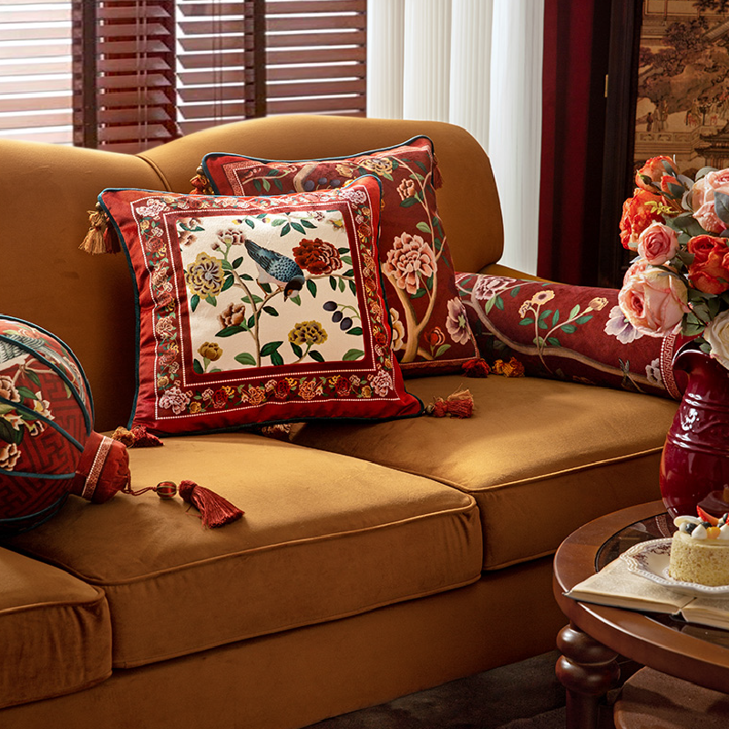 5design burgundy elegance flower cushion