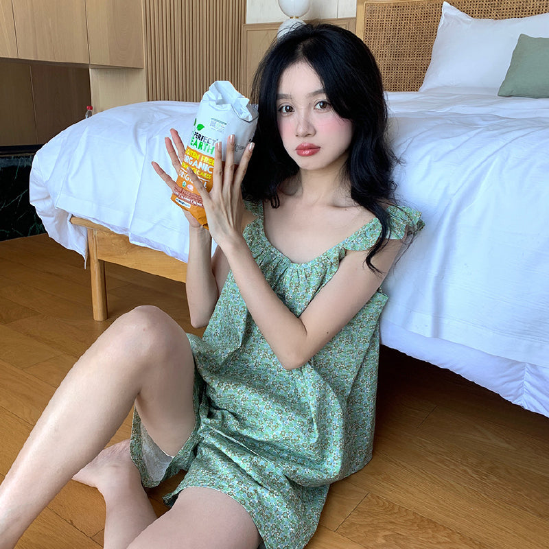 green floral roomwear