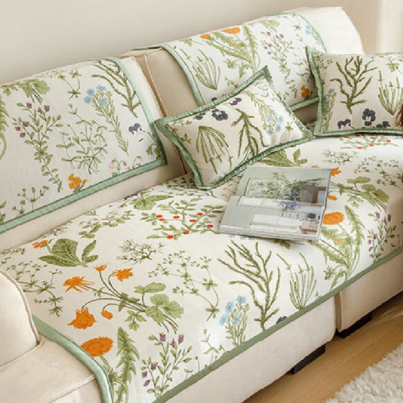 3design summer green botanical sofa cover