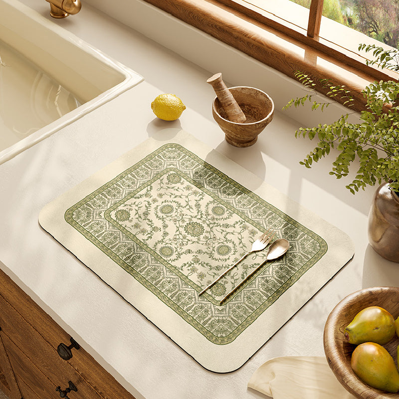 green ethnic vintage sink mat