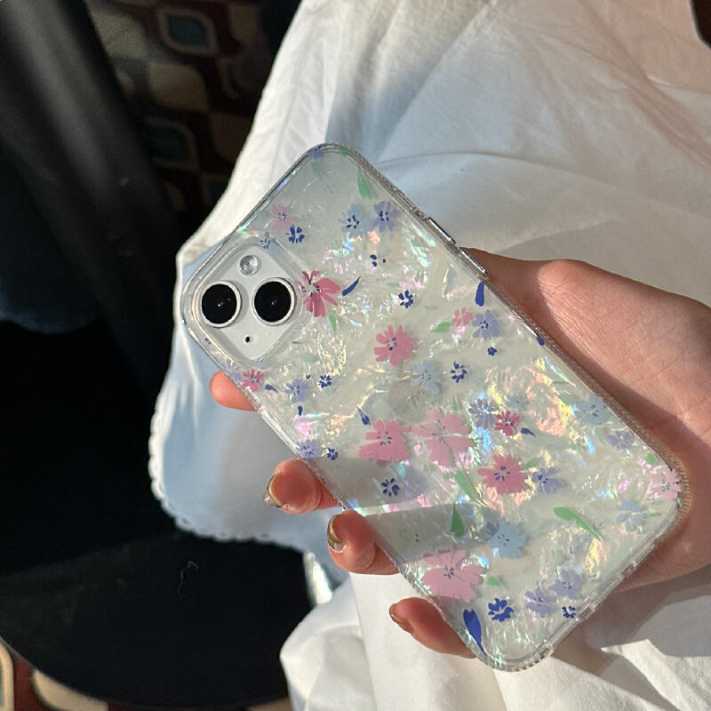 hologram floral clear iphone case