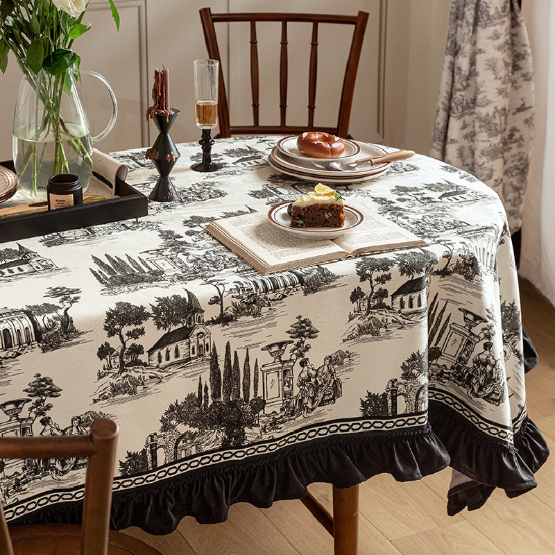 black frill elegance table cloth