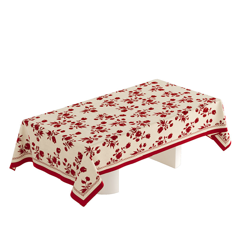 burgundy red fower table cloth