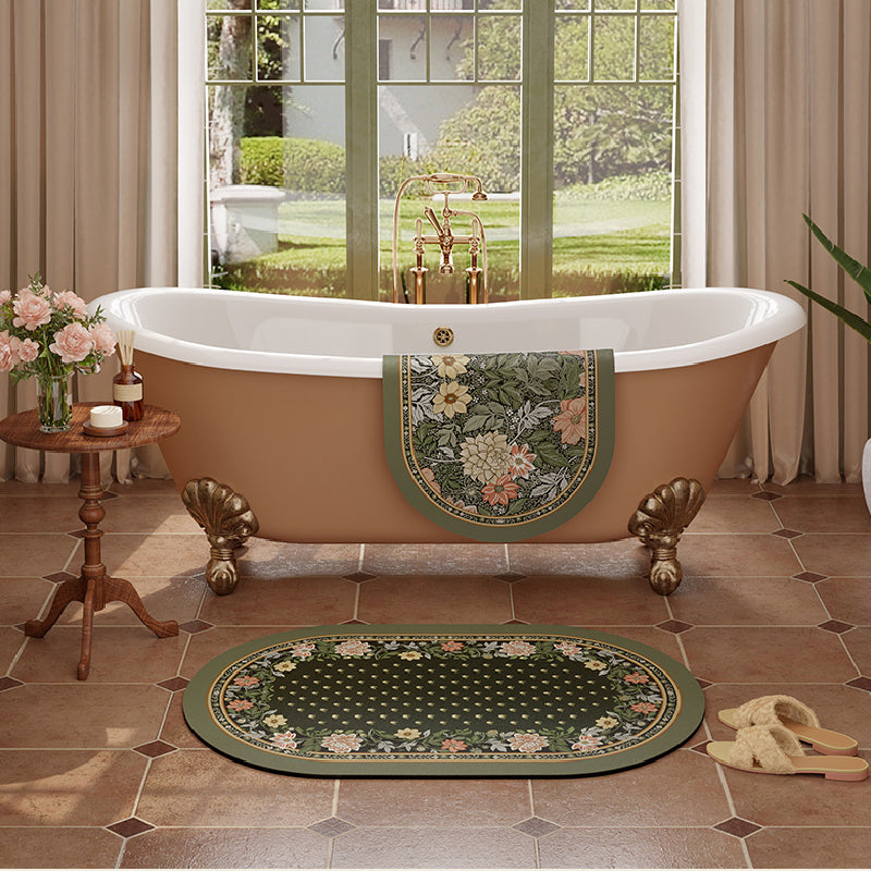 2design green floral bath mat