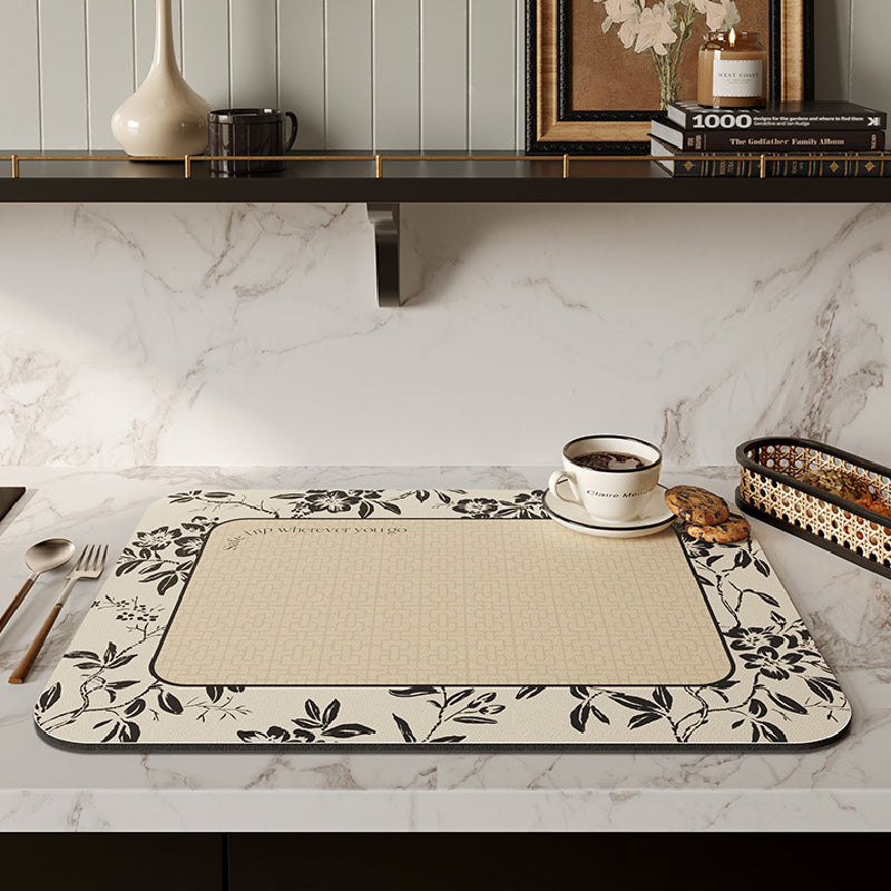 2design monotone floral sink mat