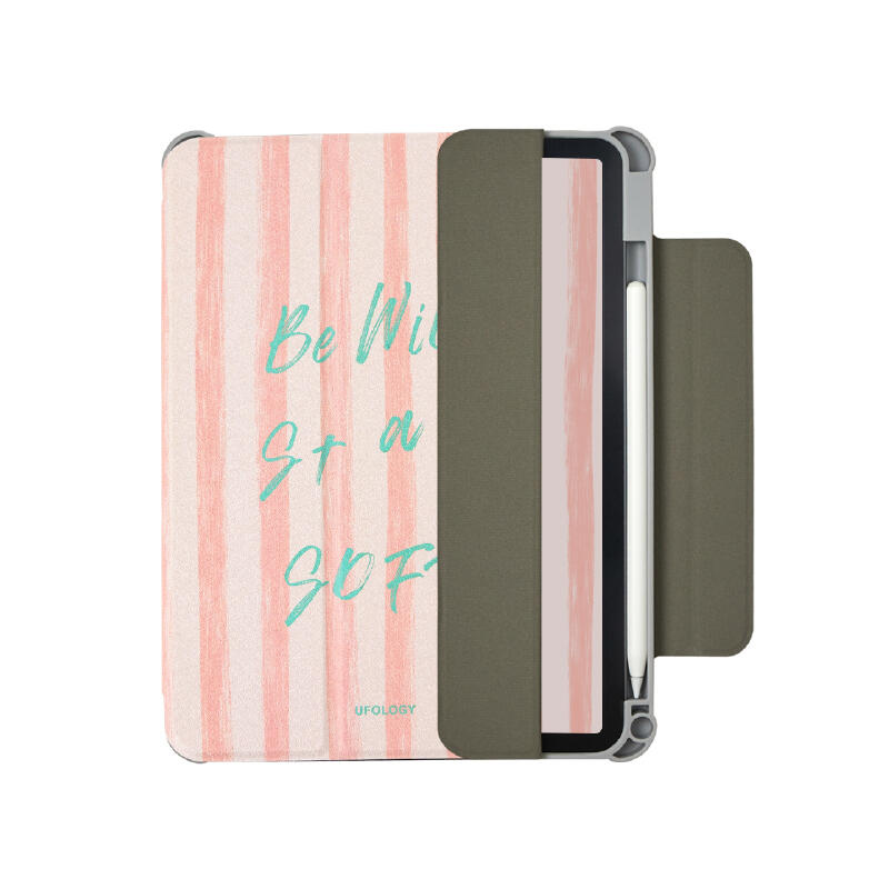 pink stripe logo iPad case