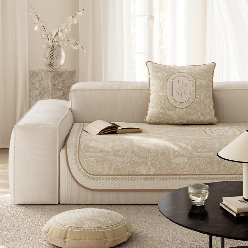 beige elegance logo sofa cover