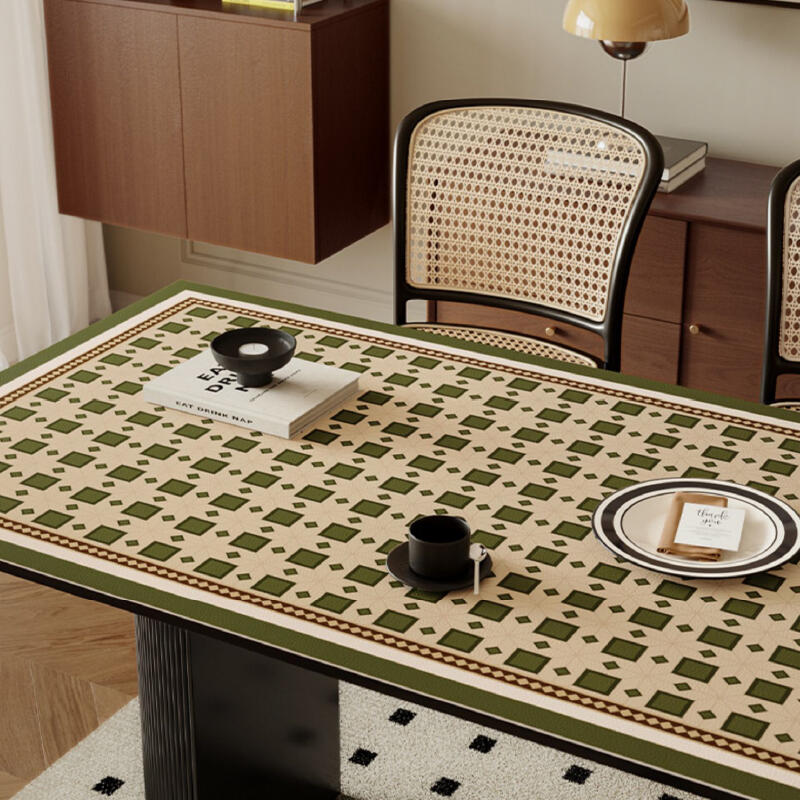 green retro tile square table mat