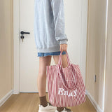 casual stripe rogo tote bag