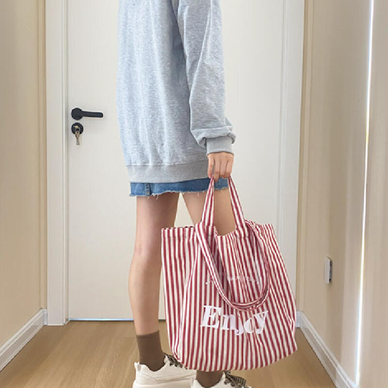 casual stripe rogo tote bag