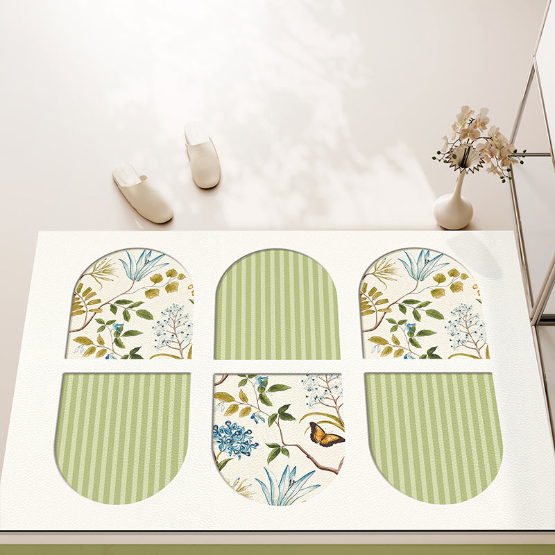 7design green floral unique shape door mat
