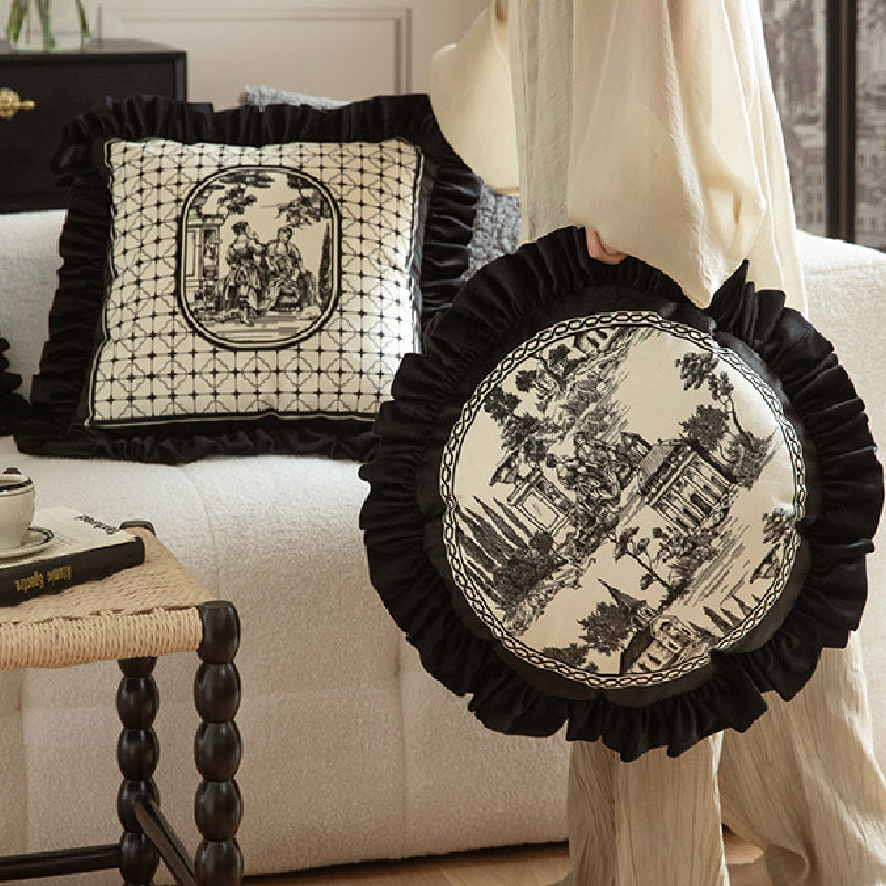 3design black frill elegance cushion