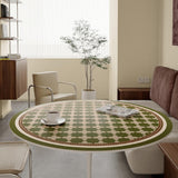 green retro tile round table mat