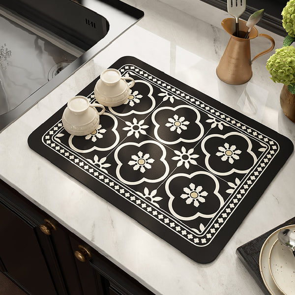 4design black morocco tile sink mat