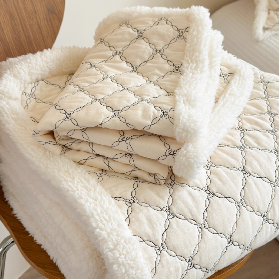 cream edge quilt & pillow sheets set (3color)