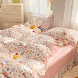 23design flower two-tone frill bedlinen set