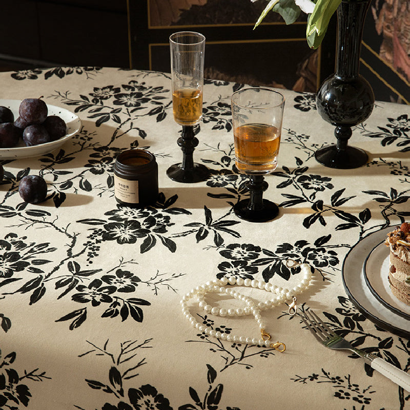 monotone floral table cloth