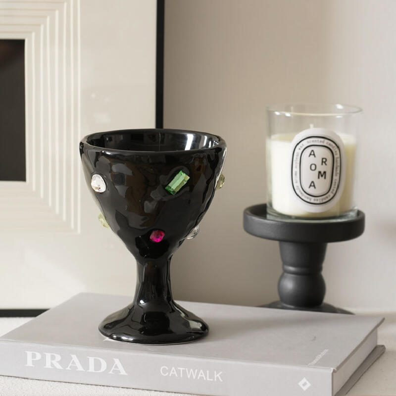 2color jewelry ceramic wine glass
