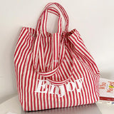 casual stripe rogo tote bag