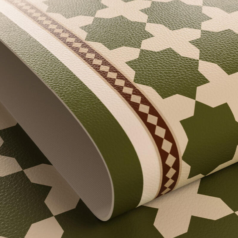 green retro tile square table mat