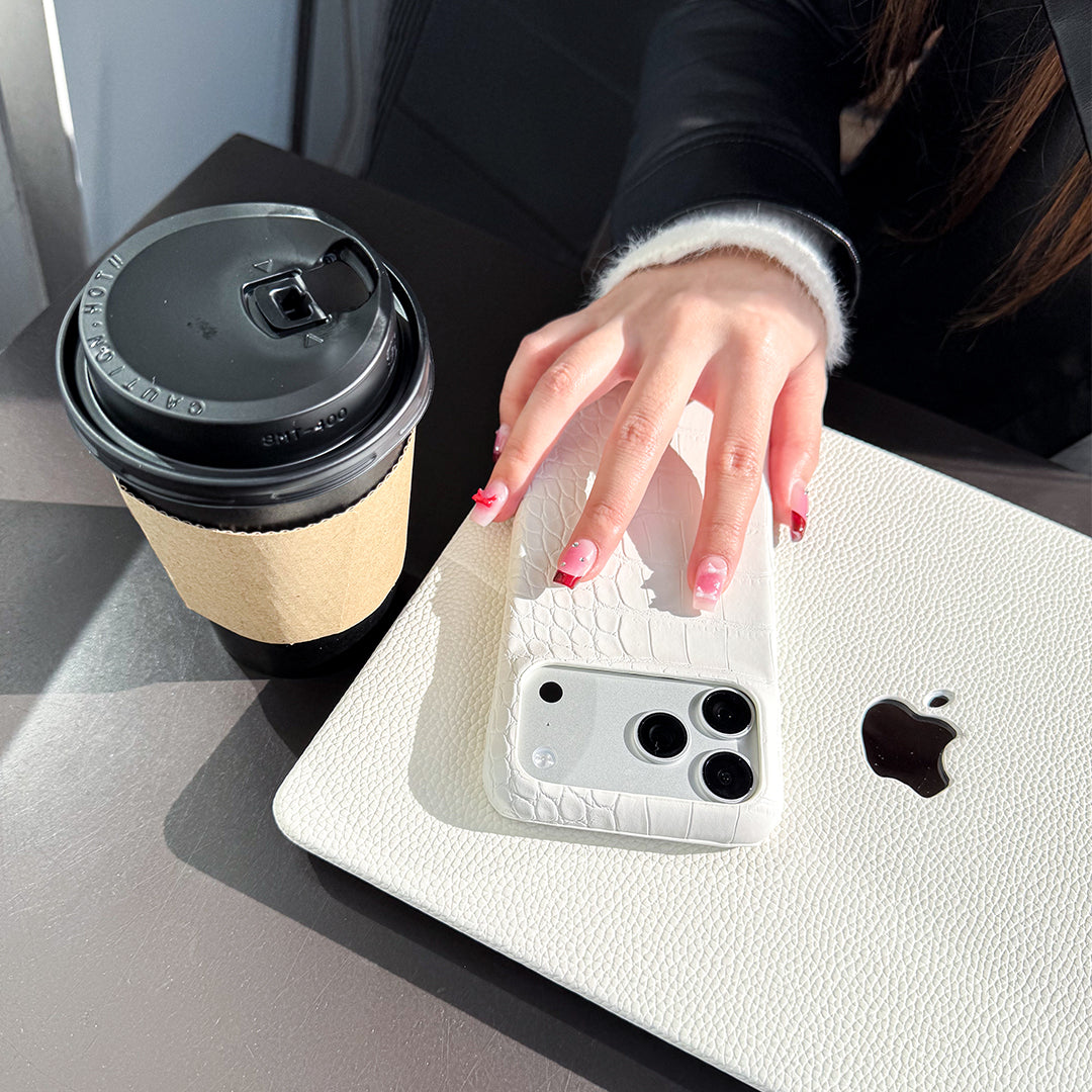 Ivory Leather Style MacBook Cover