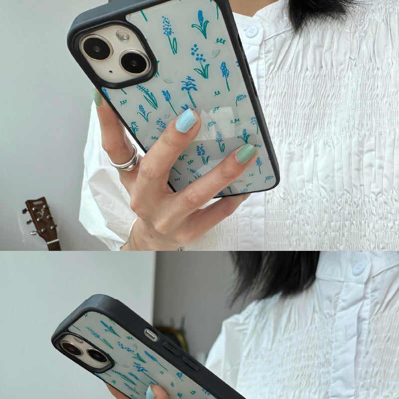 girly floral blue iphone case