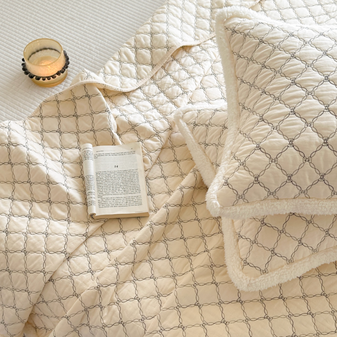 cream edge quilt & pillow sheets set (3color)