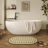 green retro tile bath mat