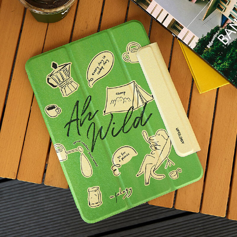 green pop illustration iPad case