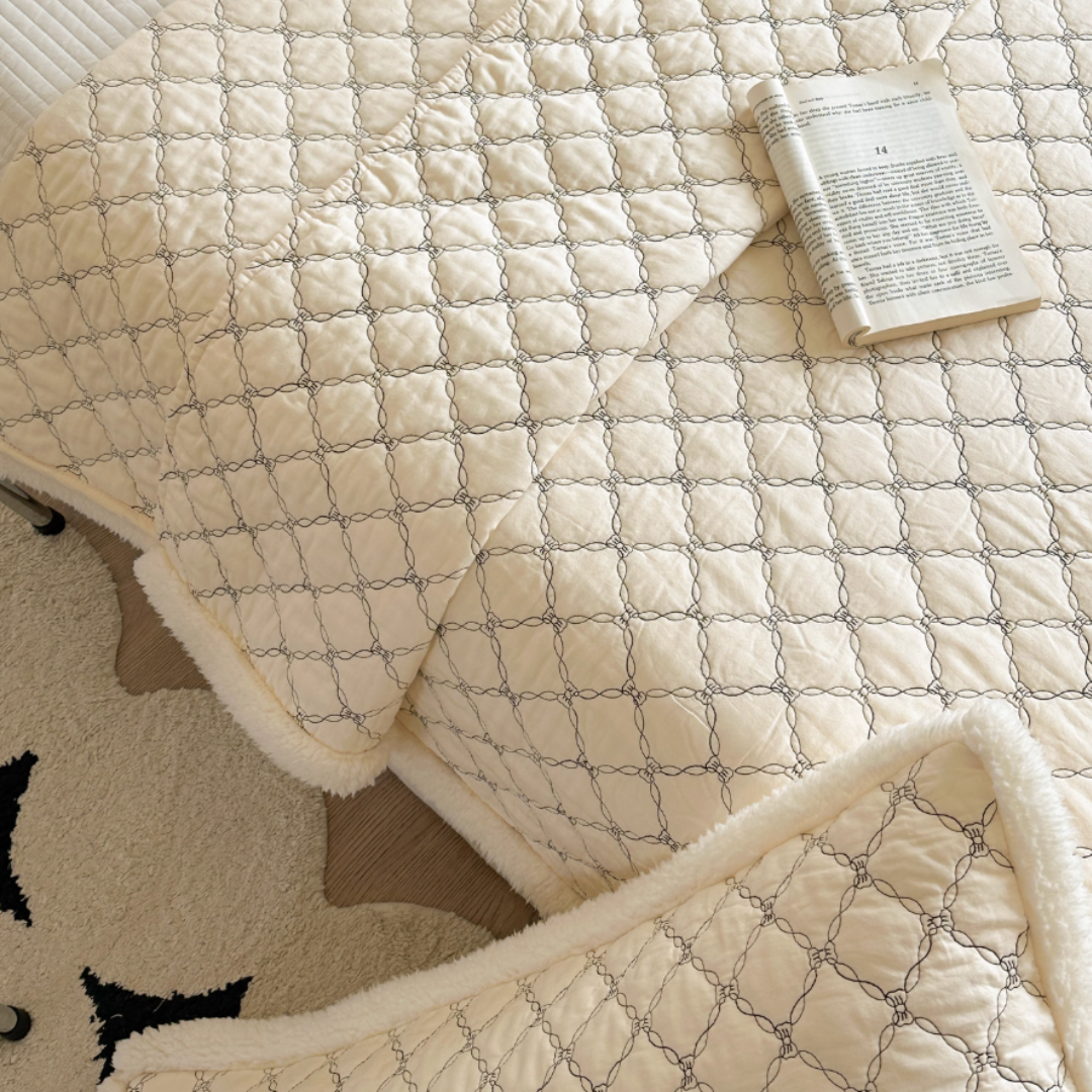 cream edge quilt & pillow sheets set (3color)