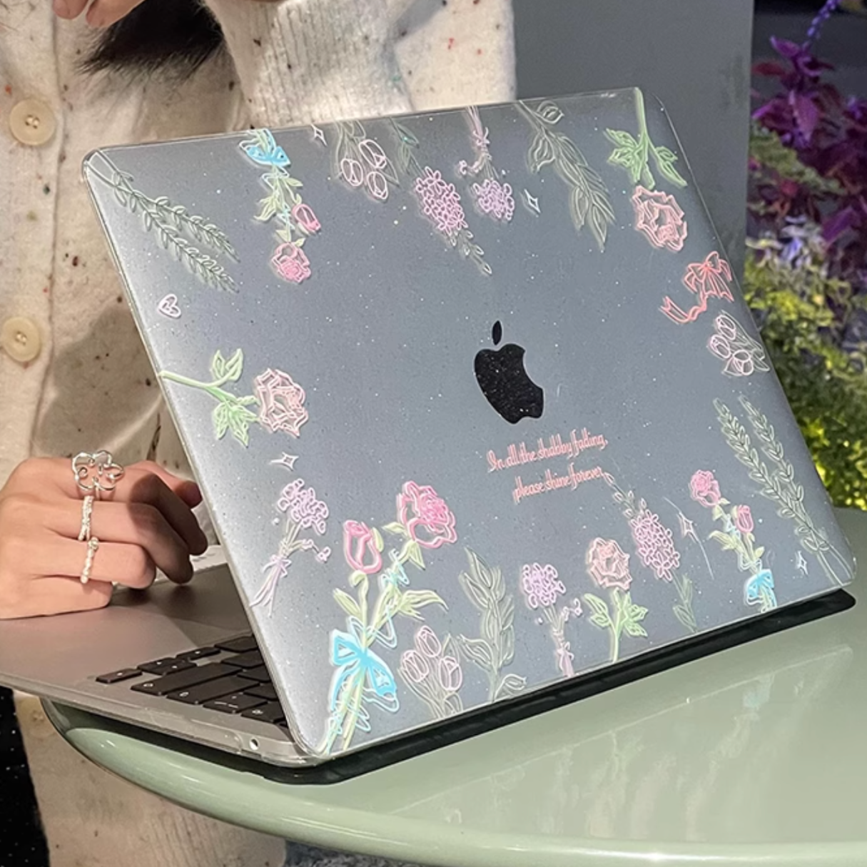 clear rose mac book case
