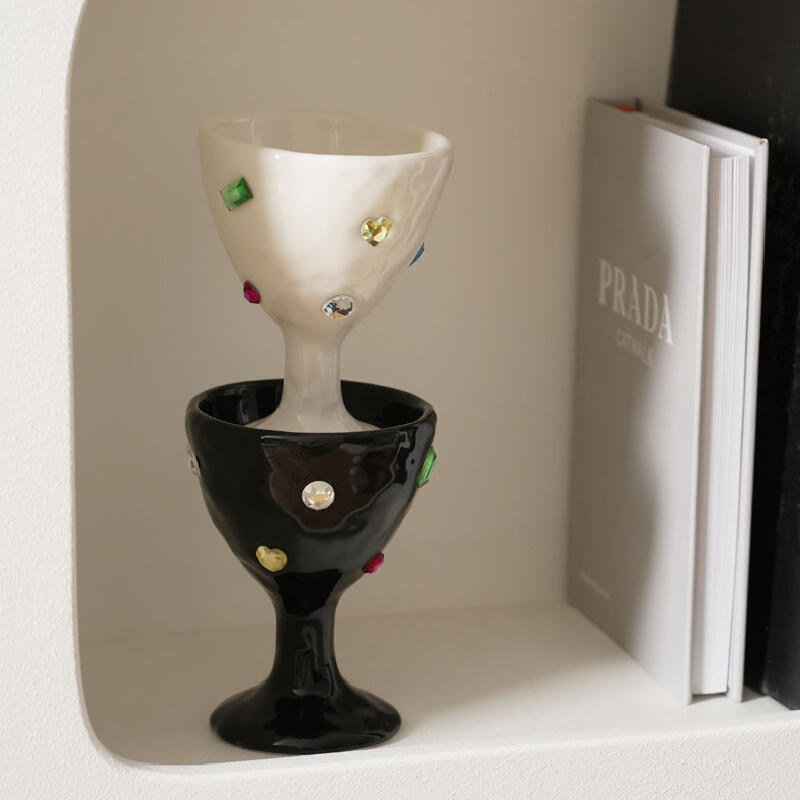 2color jewelry ceramic wine glass
