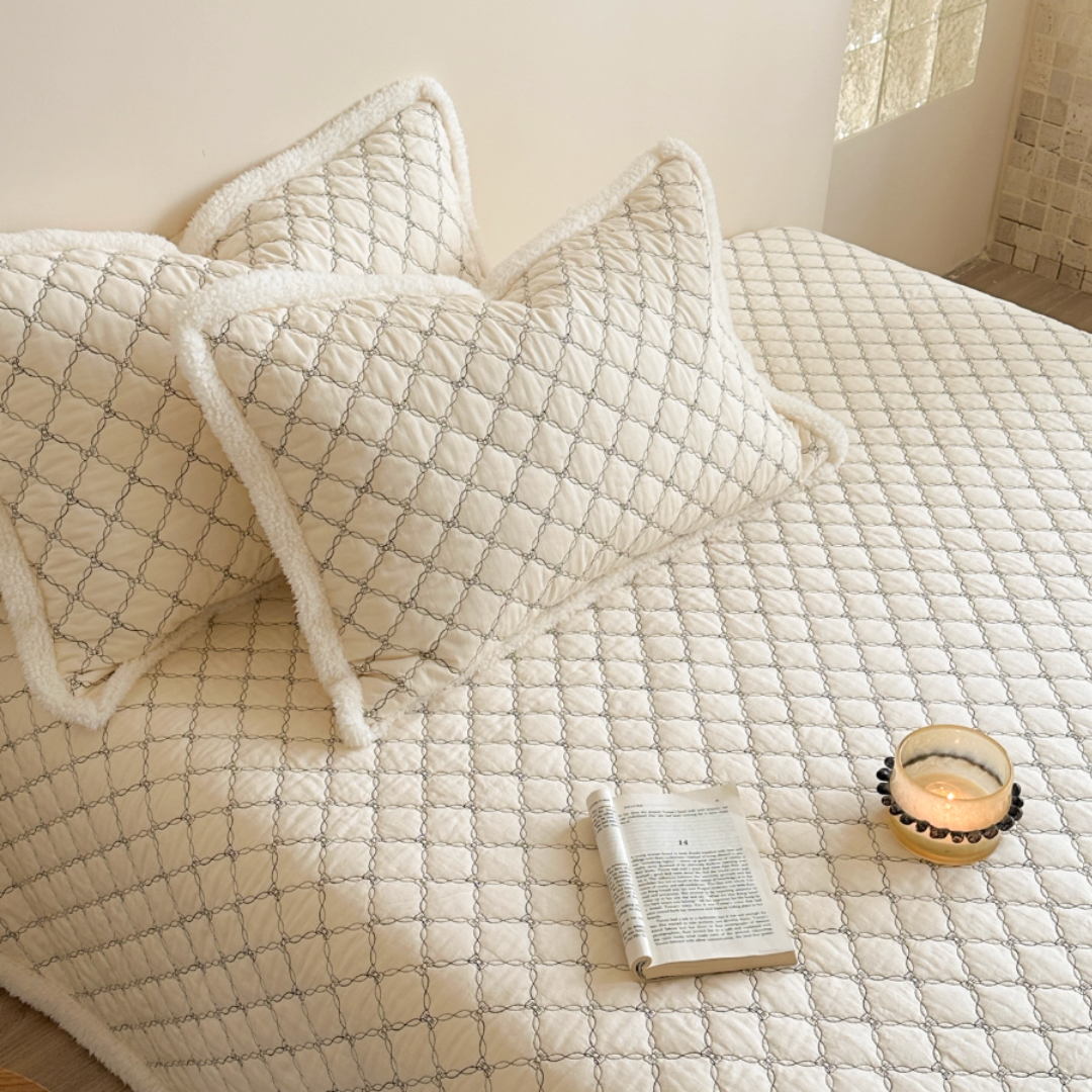 cream edge quilt & pillow sheets set (3color)