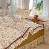 23design flower two-tone frill bedlinen set