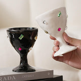 2color jewelry ceramic wine glass