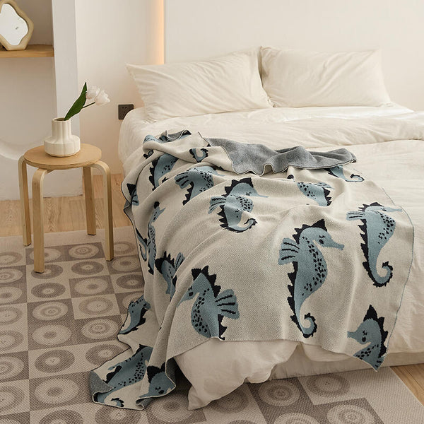 2color seahorse pattern blanket