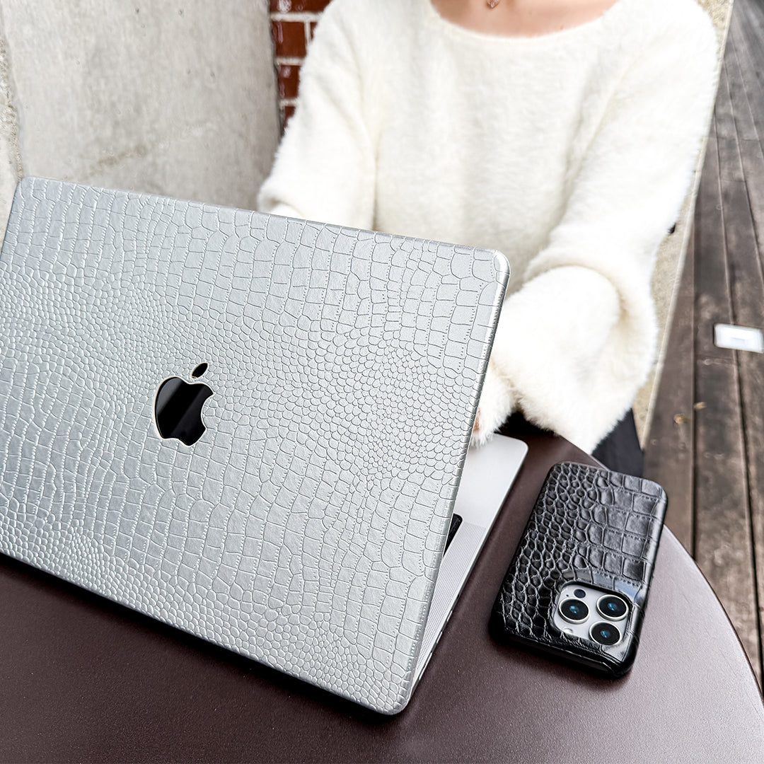 silver crocodile MacBook case