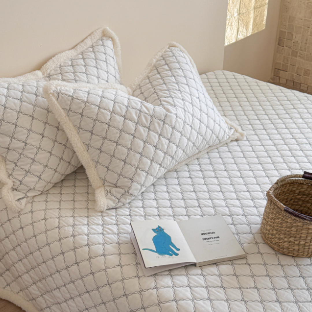 cream edge quilt & pillow sheets set (3color)