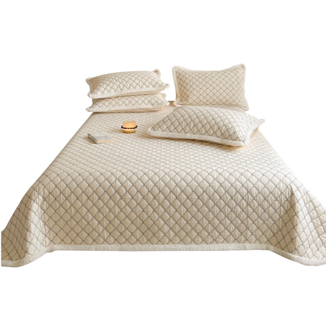 cream edge quilt & pillow sheets set (3color)