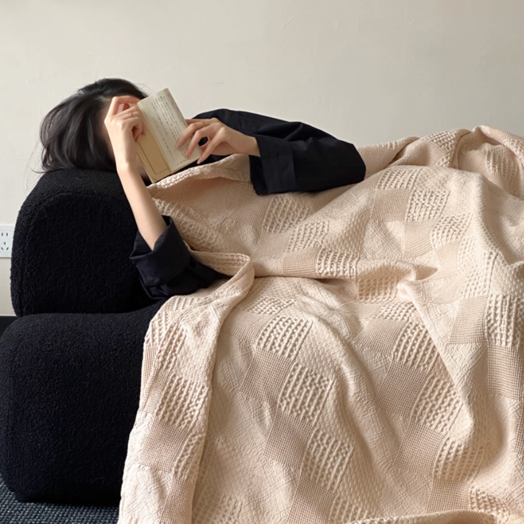 soft waffle tassel blanket (4colors)