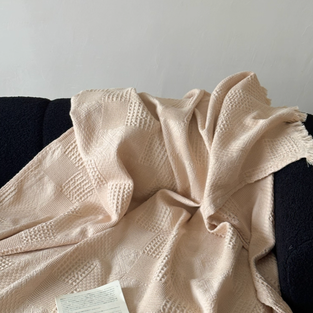 soft waffle tassel blanket (4colors)