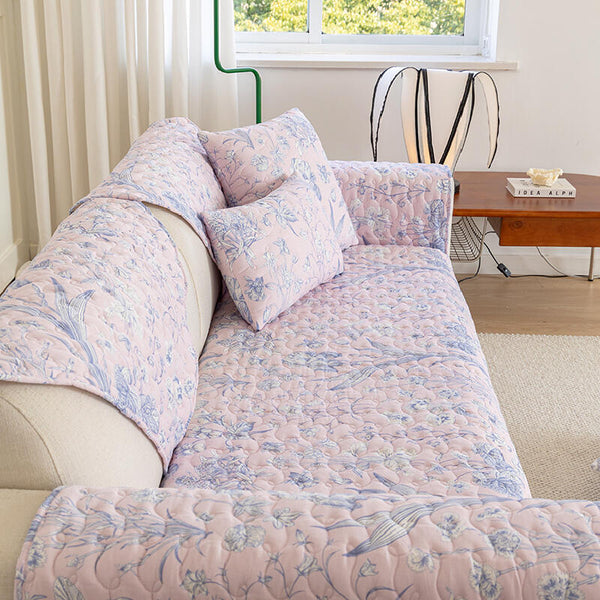 4design floral quilted sofa cover