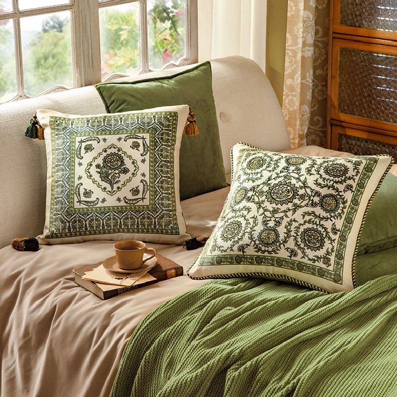 green ethnic vintage cushion