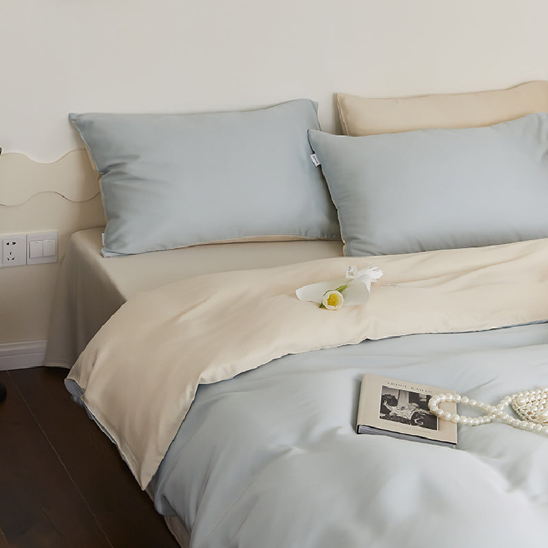 two-tone simple cotton bedlinen set