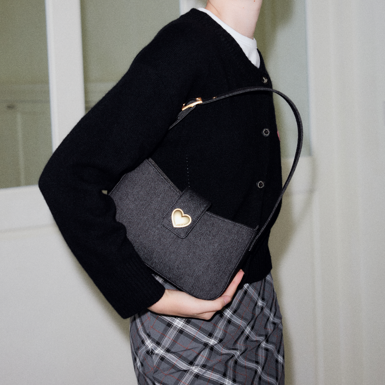 【cosette】heart hobo bag (denim / black denim)