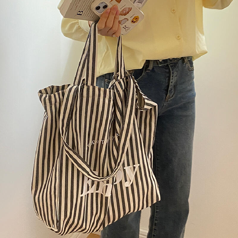 casual stripe rogo tote bag