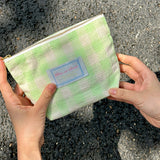 2color pastel check pouch